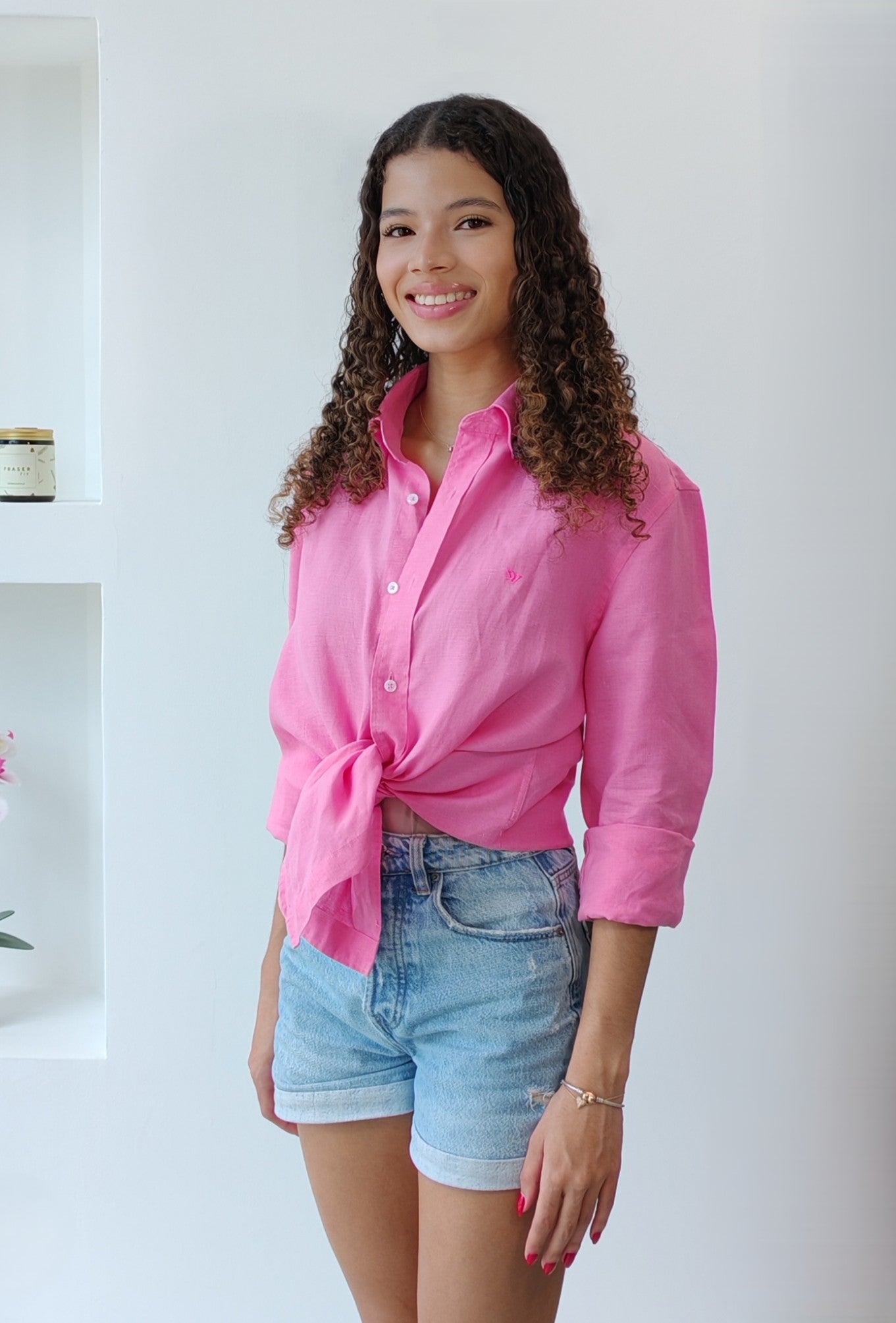 Camisa de Lino rosa