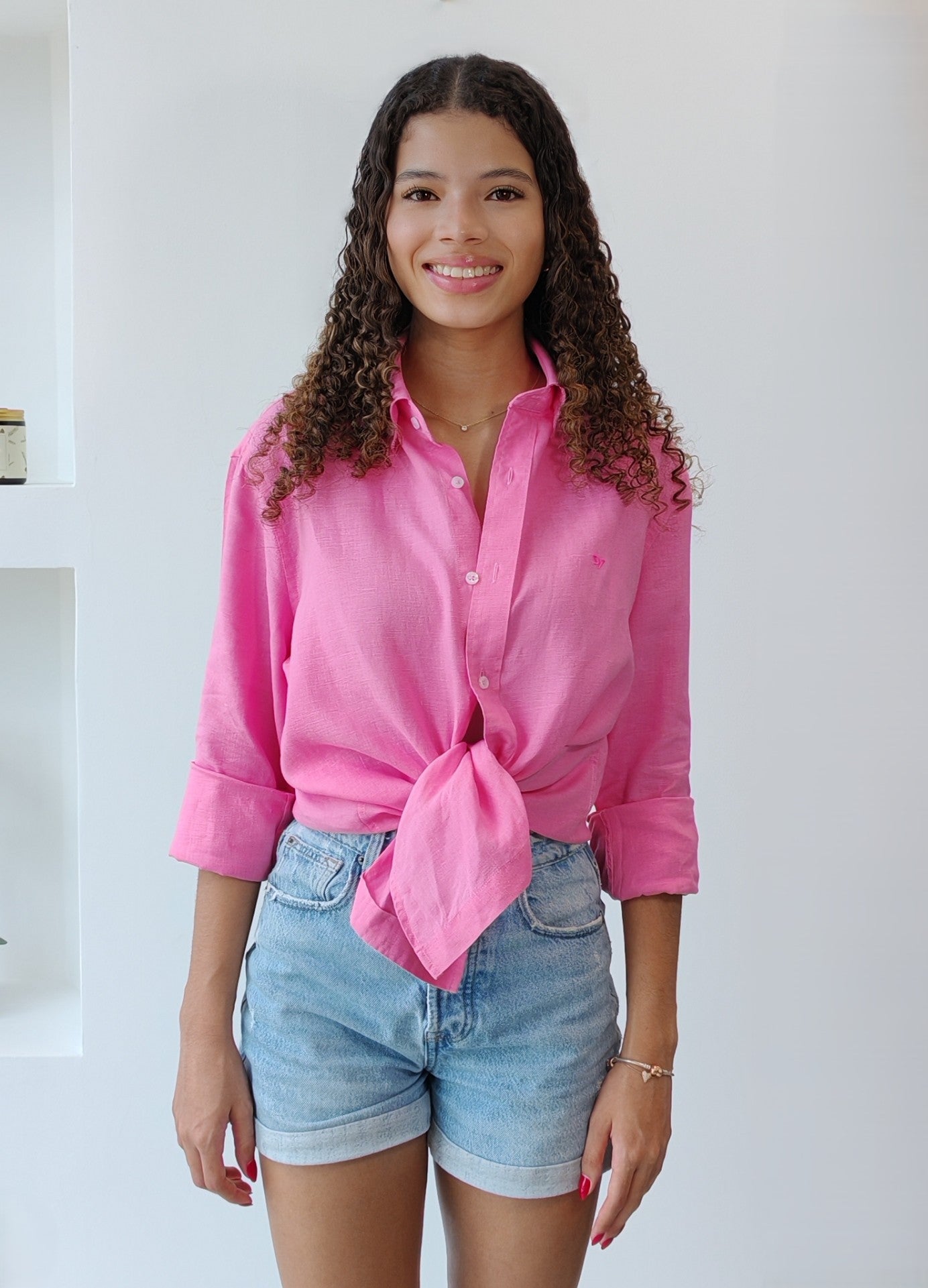 Camisa de Lino rosa