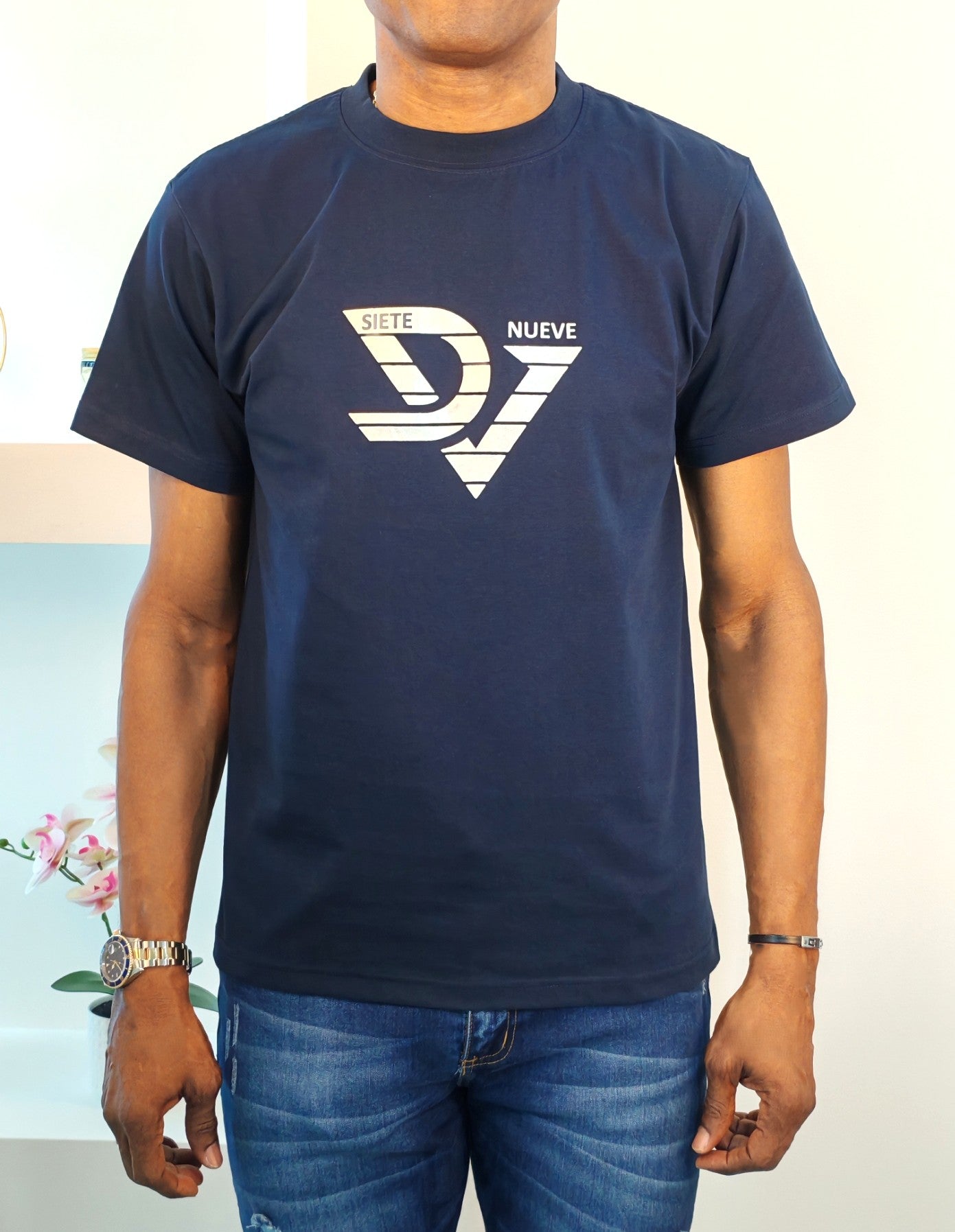 Camiseta DV Metalizado Azul con plata