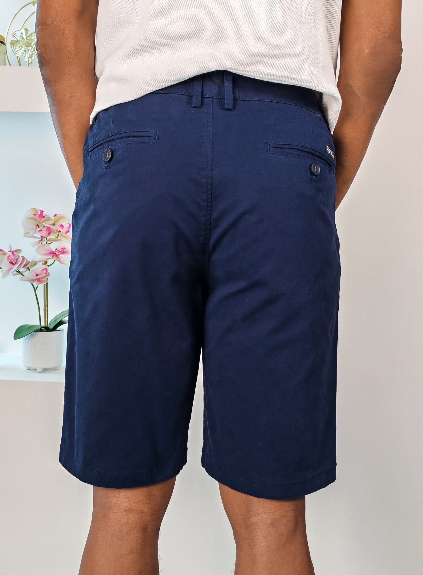 Bermuda de algodón color azul marino
