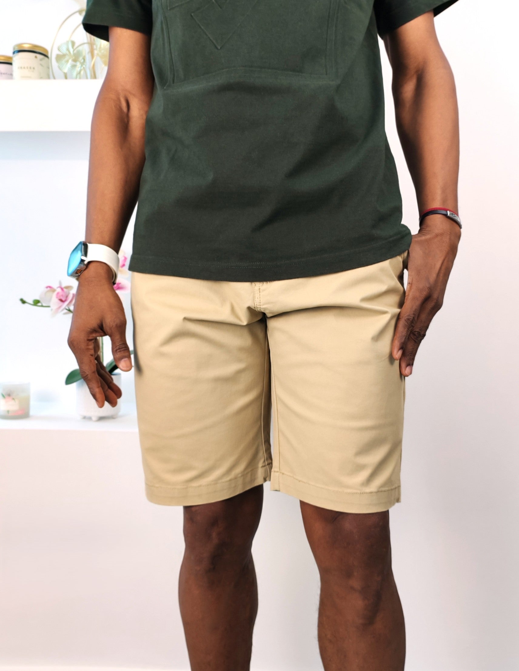 Bermuda de algodón color arena