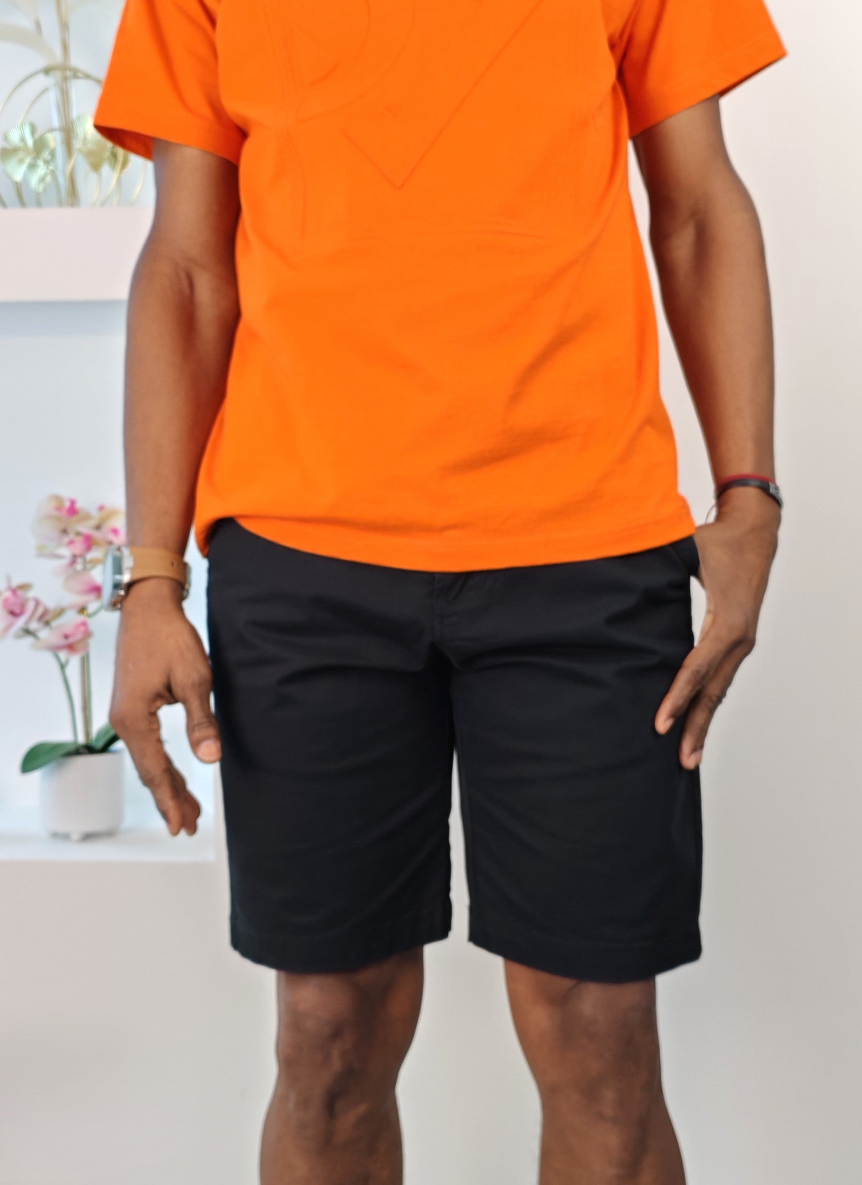 Bermuda de algodón color negro