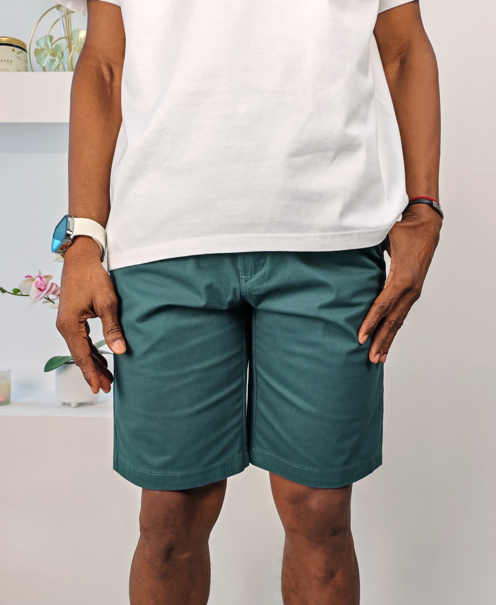Bermuda de algodón color verde