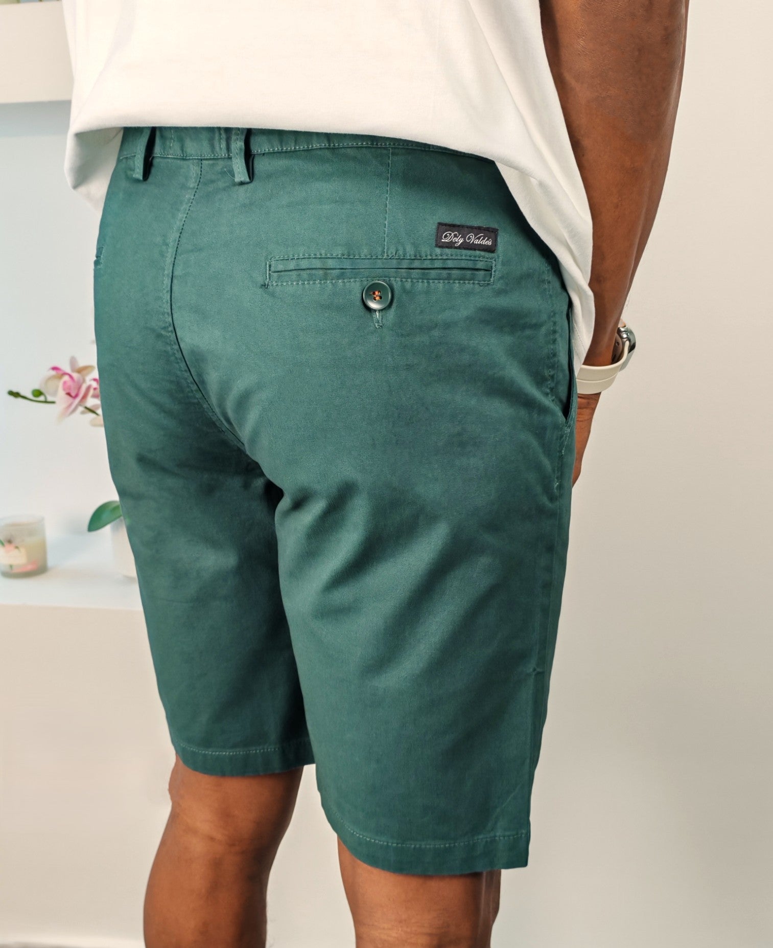 Bermuda de algodón color verde