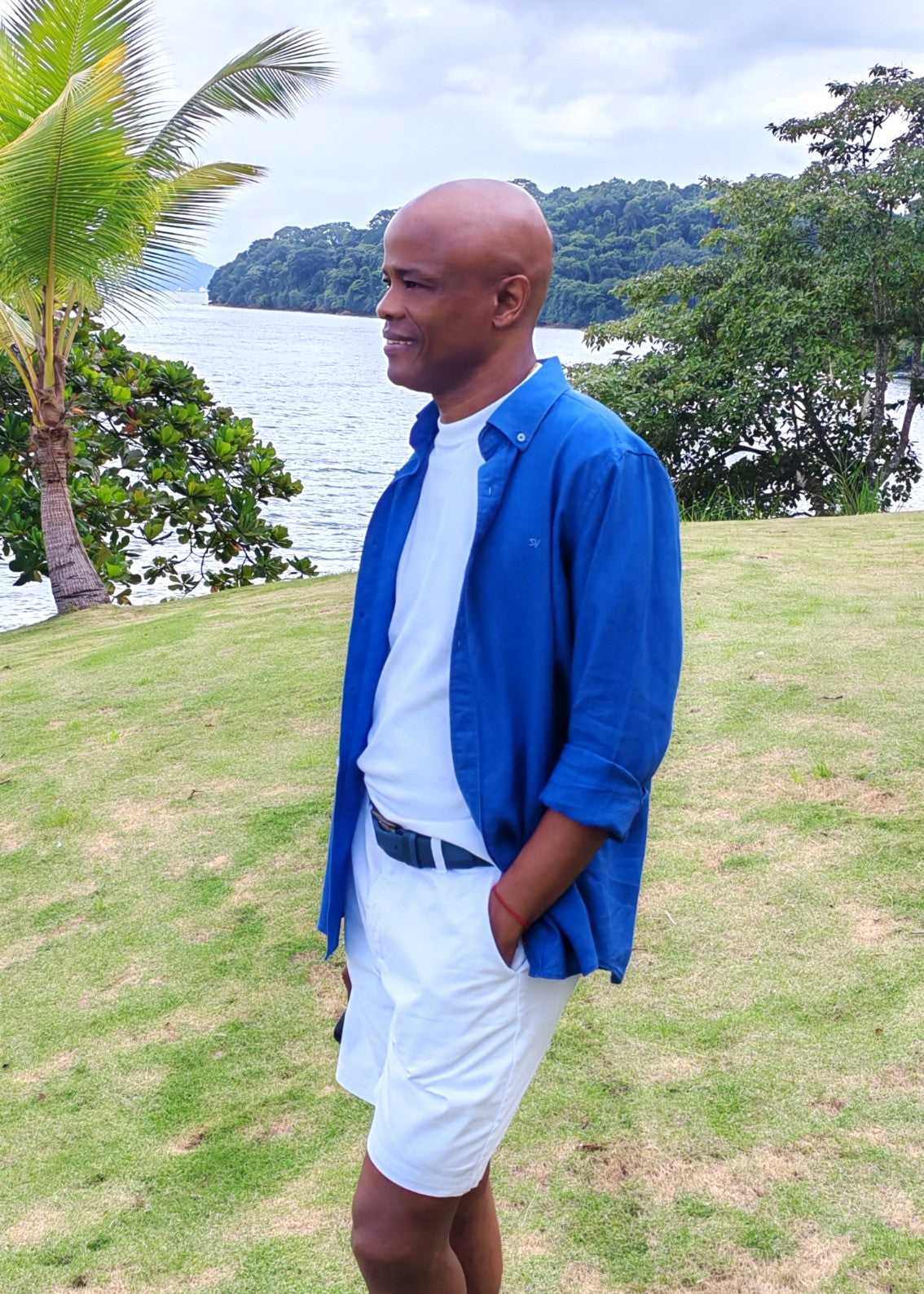 Camisa de Lino azul royal