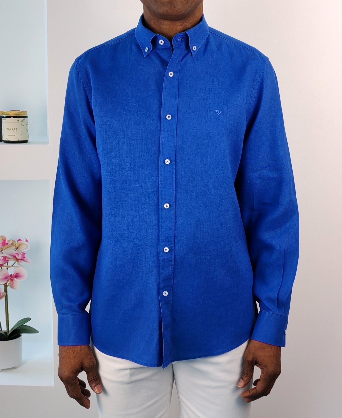 Camisa de Lino azul royal
