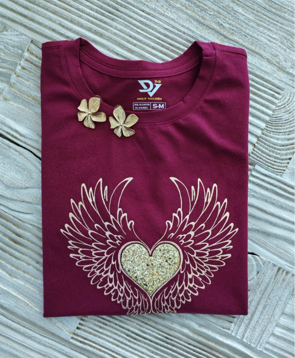 Camiseta "corazón con alas" mujer