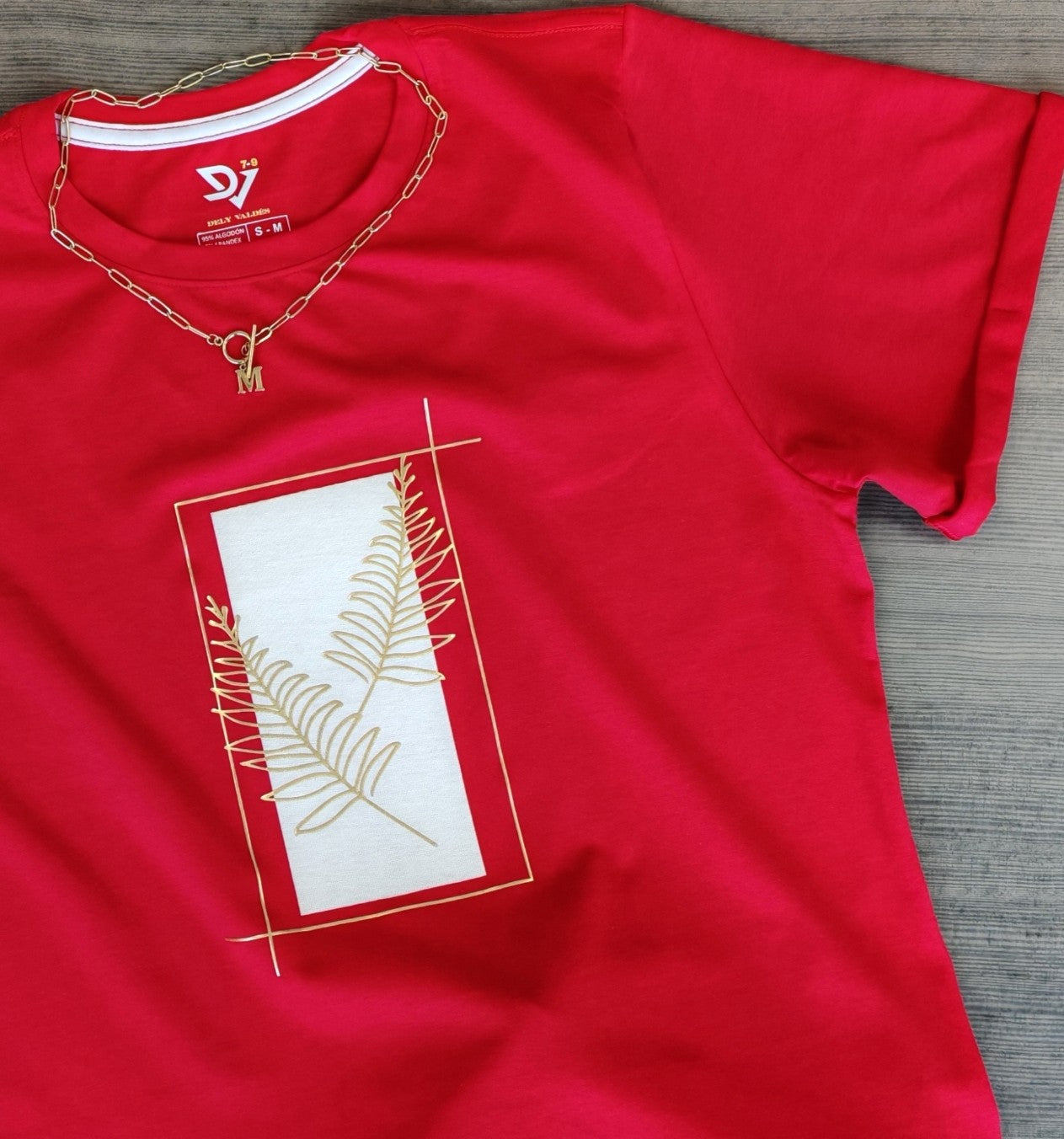 Camiseta "hojas doradas" mujer
