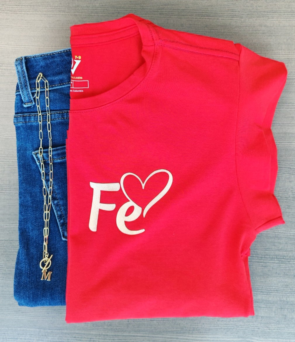 Camiseta "Fé" manga boxing