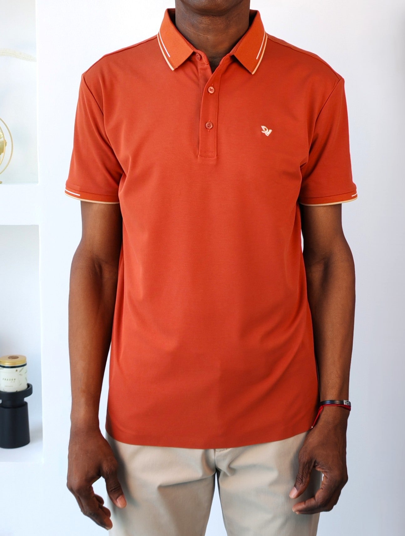 Polo Doble DV color naranja quemado
